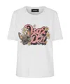 Dsquared2 Front Printed Dsq2 Doll Crew Neck T-shirt In White