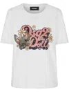 Dsquared2 Front Printed Dsq2 Doll Crew Neck T-shirt In White