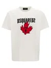 Dsquared2 White Crewneck T-shirt Witrh Screaming Maple In White