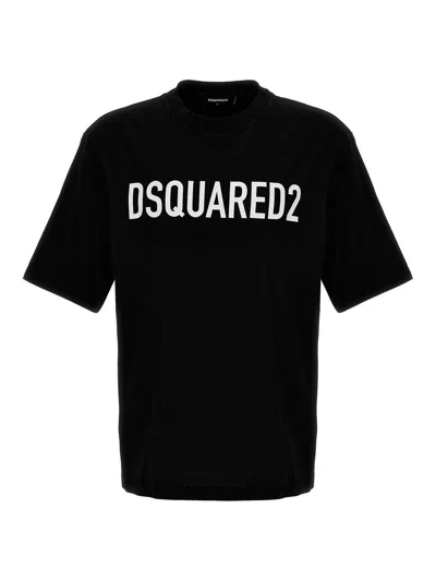 Dsquared2 Crew Neck T-shirt With Printed Logo In Black