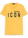 Dsquared2 Yellow Crewneck T-shirt With Maxi Logo Print On The Front In Yellow