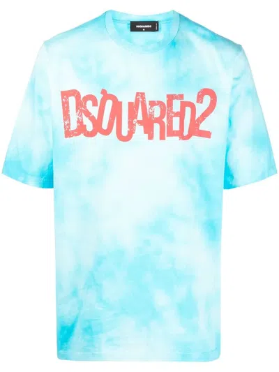 Dsquared2 Man T-shirt Azure Size Xxxl Cotton In Blue