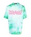 Dsquared2 Logo-print Tie-dye T-shirt In Blue