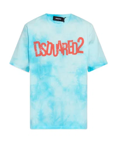 Dsquared2 Man T-shirt Azure Size Xxxl Cotton In Blue