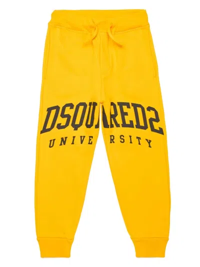 Dsquared2 Kids' Logo-print Track Pants In Yellow