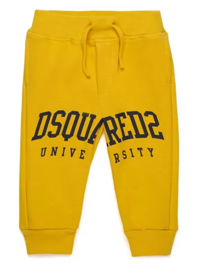 Dsquared2 Babies' Logo-print Track Pants In Yellow