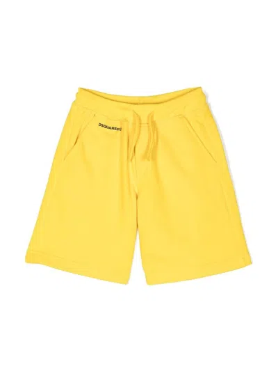 Dsquared2 Kids' Logo-print Track Shorts In Yellow
