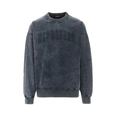 Dsquared2 Logo Print Used Effect Sweatshirt In Gray