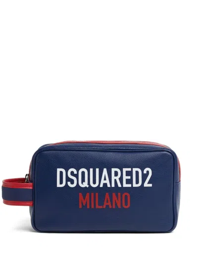 Dsquared2 Kulturbeutel Mit Logo-print In Blau
