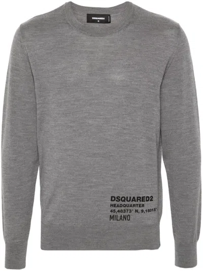 Dsquared2 Logo-print Wool Jumper In Grey