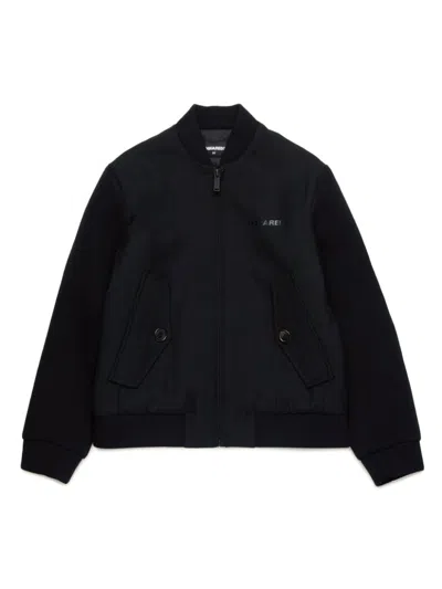 Dsquared2 Kids' Logo-print Zipped Bomber Jacket In Black