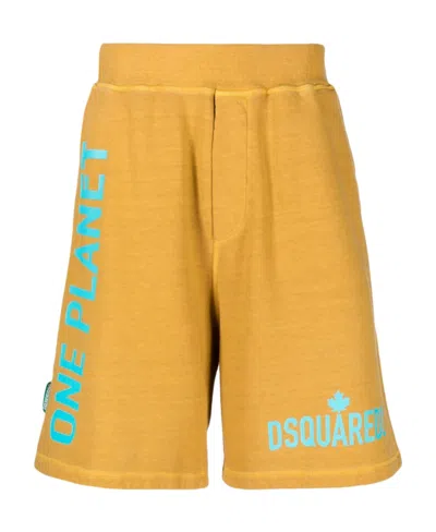 Dsquared2 Logo Printed Bermuda Shorts In Yellow