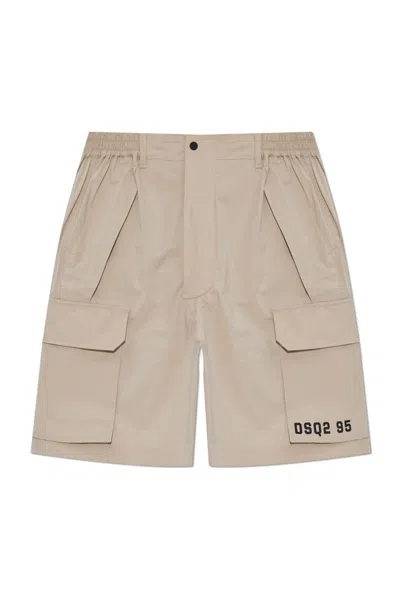 Dsquared2 Logo-print Shorts In Beige