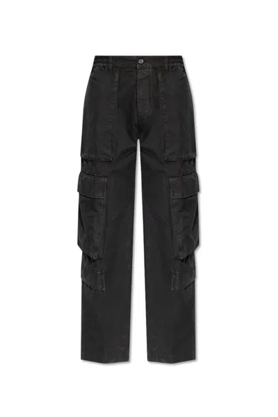 Dsquared2 Mens Black Icon Cargo Buttoned-pockets Wide-leg Relaxed-fit Cotton Trousers