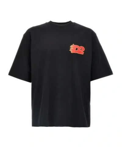 Dsquared2 Graphic Logo Print Crew Neck T-shirt In Black