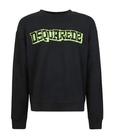 Dsquared2 Logo Printed Crewneck Sweatshirt In Black