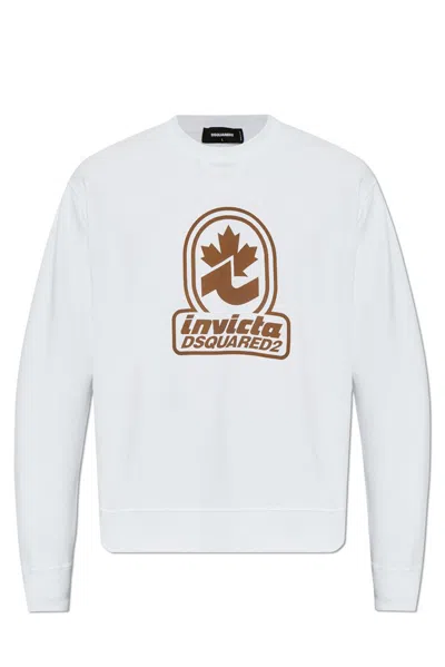 Dsquared2 Invicta Cool Fit Crewneck Sweatshirt In White