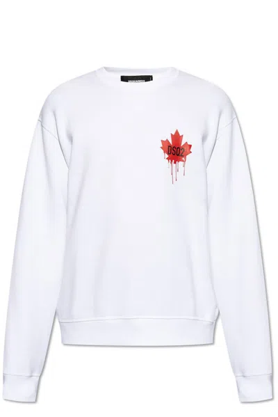 Dsquared2 Logo Printed Crewneck Sweatshirt In White