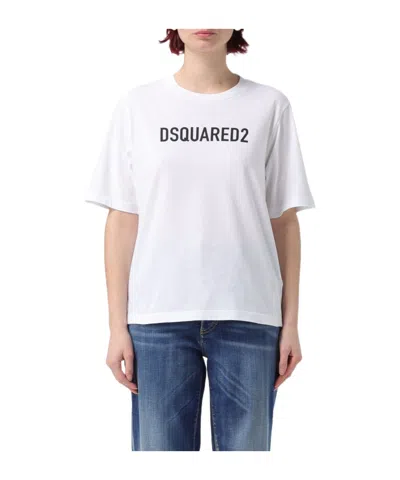 Dsquared2 Logo Printed Crewneck T-shirt In 100