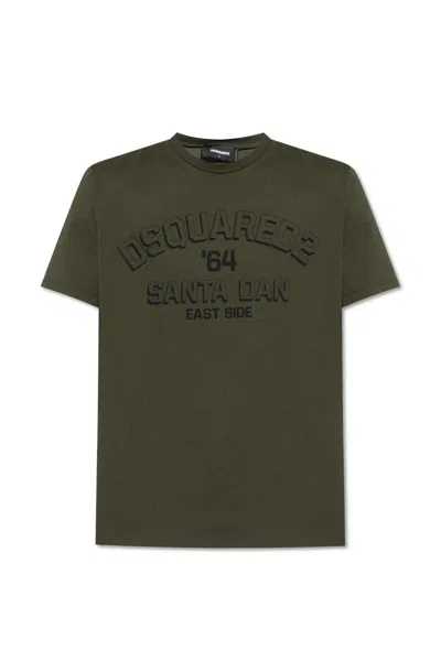 Dsquared2 Santa Dan Cotton T-shirt In Green