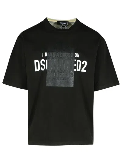 Dsquared2 Logo Printed Crewneck T-shirt In Black