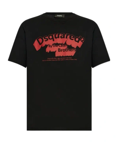 Dsquared2 Logo Printed Crewneck T-shirt In Black