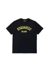 Dsquared2 Logo-print Cotton T-shirt In Black + Yellow