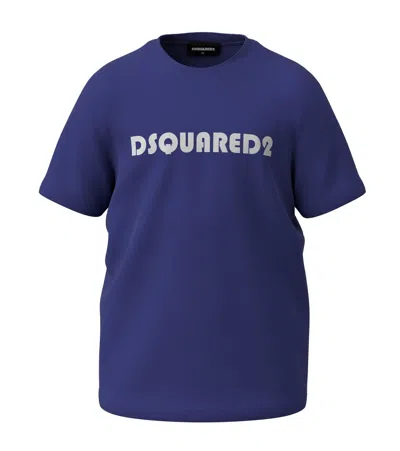 Dsquared2 Kids' Logo Printed Crewneck T-shirt In Blue