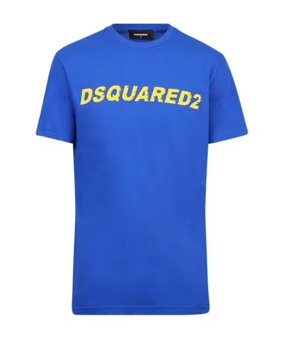 Dsquared2 Logo Printed Crewneck T-shirt In Blue