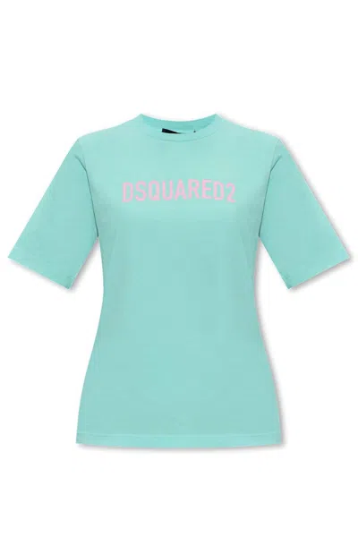 Dsquared2 Logo Printed Crewneck T-shirt In Light Blue