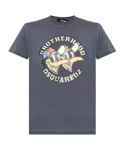 Dsquared2 Logo Printed Crewneck T-shirt In Gray
