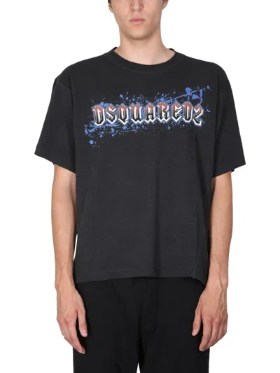 Dsquared2 Logo Printed Crewneck T-shirt In Grey