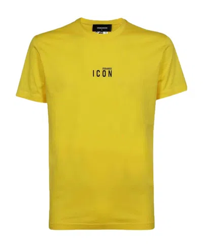 Dsquared2 Logo Printed Crewneck T-shirt In Yellow