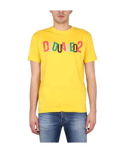 Dsquared2 Logo Printed Crewneck T-shirt In Yellow