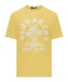 Dsquared2 Cotton Crew-neck T-shirt With Print In Yellow