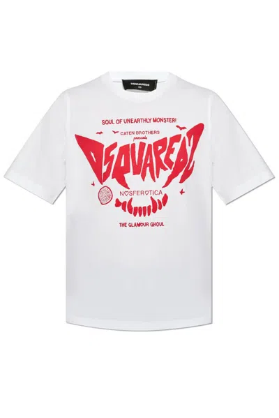 Dsquared2 Logo Printed Crewneck T In White