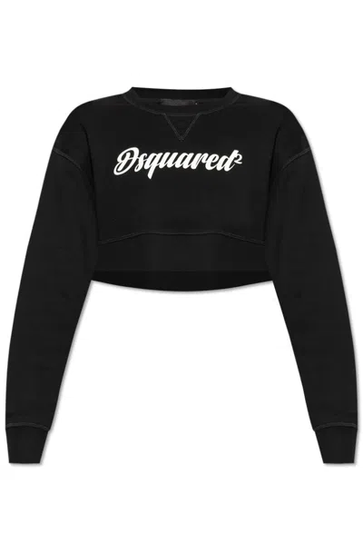 Dsquared2 Logo Printed Cropped Sweatshirt In Black