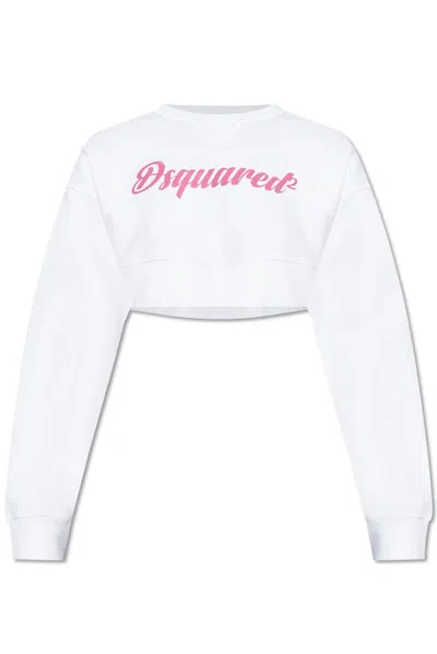 Dsquared2 Logo-print Cropped Sweatshirt In White