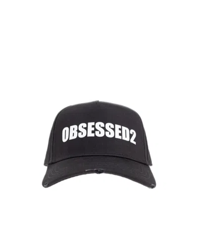 Dsquared2 Logo Printed Distressed Baseball Cap In Black