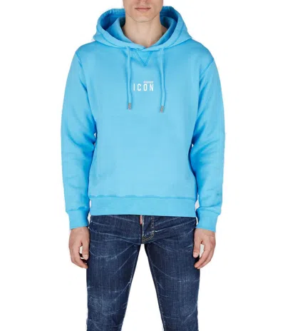 Dsquared2 Logo Printed Drawstring Hoodie In Blue