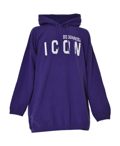 Dsquared2 Logo-printed Drawstring Hoodie In Blue