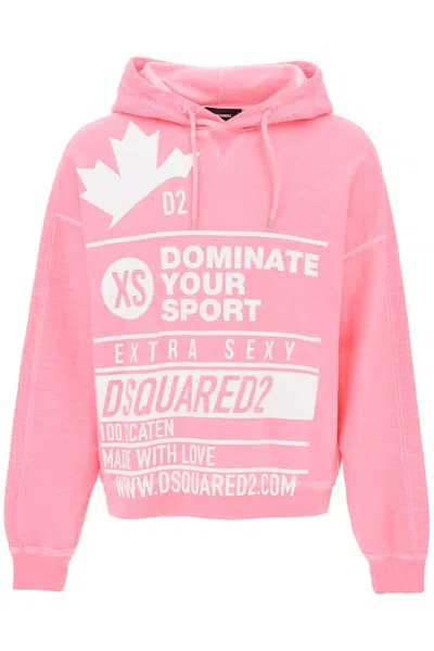 Dsquared2 Logo-printed Drawstring Hoodie In Pink (pink)