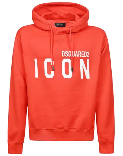 Dsquared2 Logo Printed Drawstring Hoodie In Red