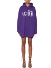 Dsquared2 Logo-printed Drawstring Hoodie In Viola/bianco