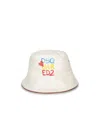 Dsquared2 Logo Printed Eyelet Detail Bucket Hat In White
