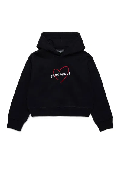 Dsquared2 Kids' Logo Printed Hoodie In Black