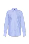 Dsquared2 Logo-printed Long-sleeved Button-up Shirt In Blau