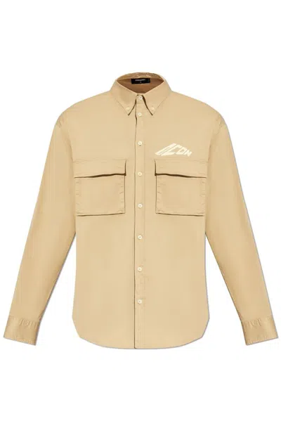Dsquared2 Beige Icon Dropped Shoulder Shirt
