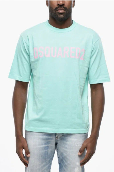 Dsquared2 Logo Printed Loose Fit Crew-neck T-shirt In Green