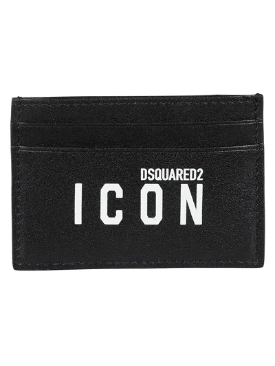 Dsquared2 Logo-printed Rectangular Card Holder In Black